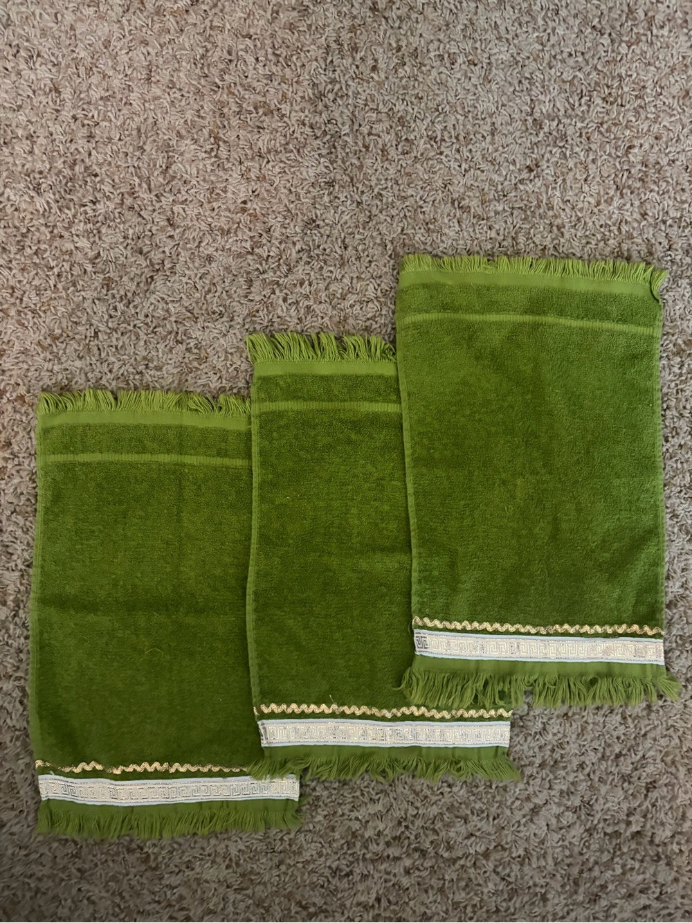 Canon Green Fringe Decorative Hand Towels - Set of 3